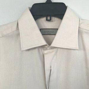 CANALI Regular Fit Solid Herringbone Dress Shirt